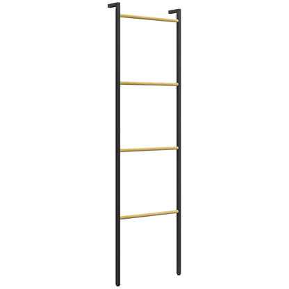 Towel Ladder 49 x 167.5 cm Towel Rack with 4 Bars, Space-Saving, for Bath Towels, Clothes, Blankets, Newspapers, Steel, Black