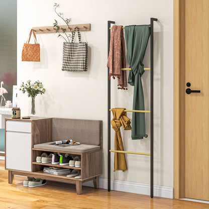 Towel Ladder 49 x 167.5 cm Towel Rack with 4 Bars, Space-Saving, for Bath Towels, Clothes, Blankets, Newspapers, Steel, Black