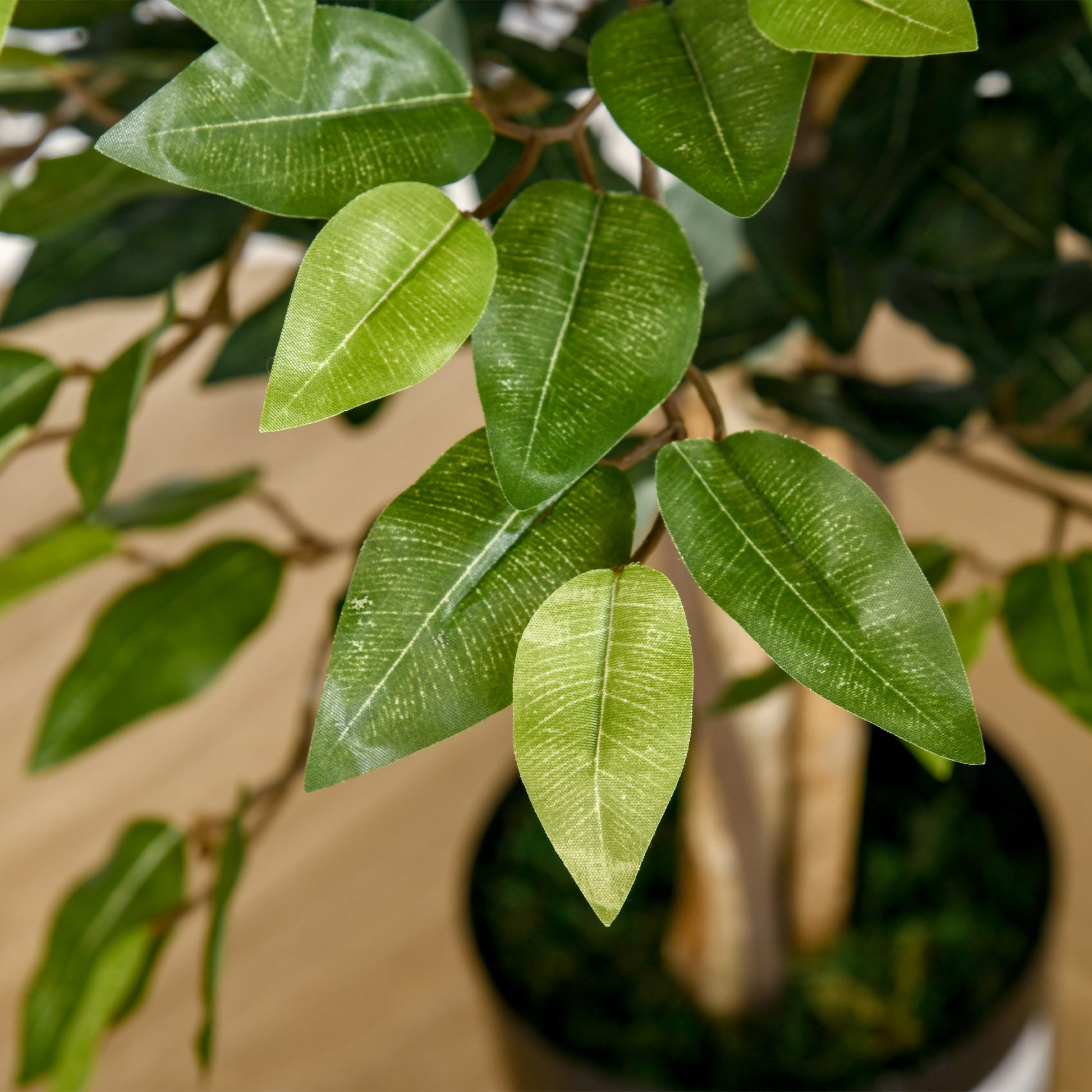 Artificial Ficus Tree with Trunks 150 cm Fake Plant with Pots and 1008 Realistic Leaves for Home Decoration Living Room Bedroom Ø17x150 cm Green