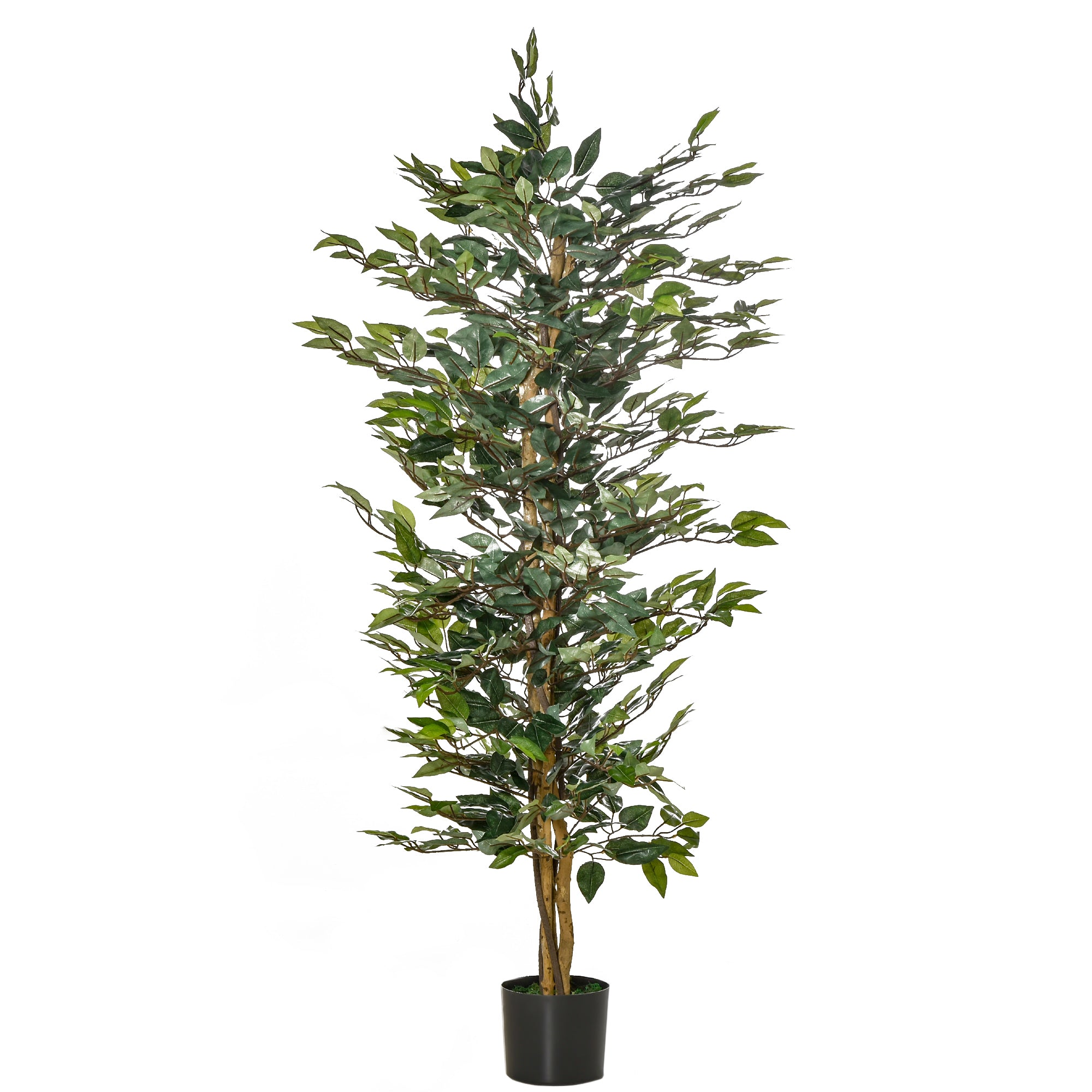 Artificial Ficus Tree with Trunks 150 cm Fake Plant with Pots and 1008 Realistic Leaves for Home Decoration Living Room Bedroom Ø17x150 cm Green