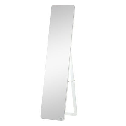 Full-Length Standing Mirror with Folding Frame Makeup Mirror Freestanding or Wall-Mounted Stable for Living Room or Dressing Room Pine Wood MDF White 37 x 43 x 156 cm