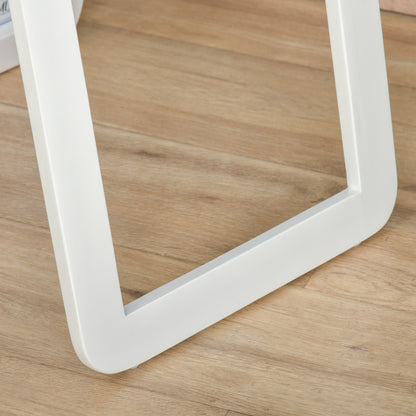 Full-Length Standing Mirror with Folding Frame Makeup Mirror Freestanding or Wall-Mounted Stable for Living Room or Dressing Room Pine Wood MDF White 37 x 43 x 156 cm