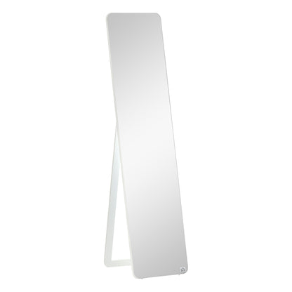 Full-Length Standing Mirror with Folding Frame Makeup Mirror Freestanding or Wall-Mounted Stable for Living Room or Dressing Room Pine Wood MDF White 37 x 43 x 156 cm