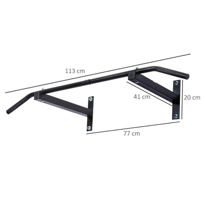 Professional Wall Mounted Pull Up Bar with Steel Structure, 113 x 41 x 20cm, Black