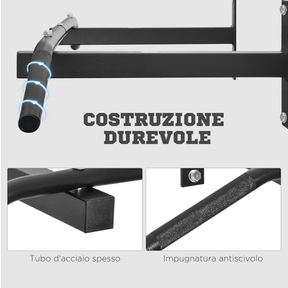 Professional Wall Mounted Pull Up Bar with Steel Structure, 113 x 41 x 20cm, Black