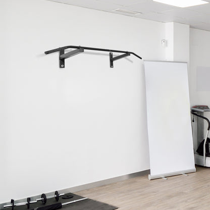 Professional Wall Mounted Pull Up Bar with Steel Structure, 113 x 41 x 20cm, Black