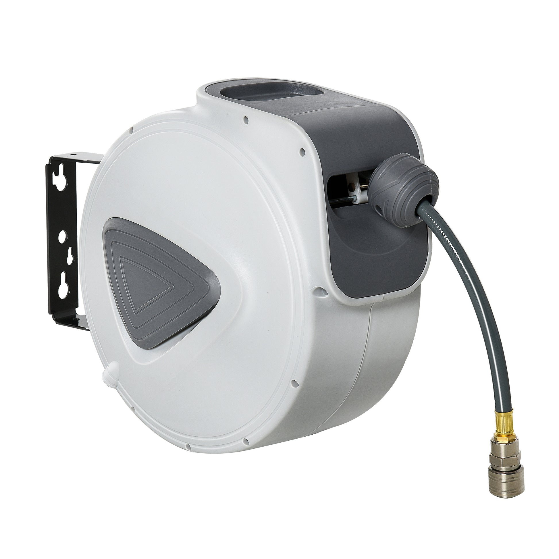 Compressed Air Hose Reel - Hose: 10m + 0.9m - Inner Diameter 3/8" (9.5mm), 1/4" (6.35mm) BSPT - Retractable Automatic Hose Reel for Gray Compressed Air Hose