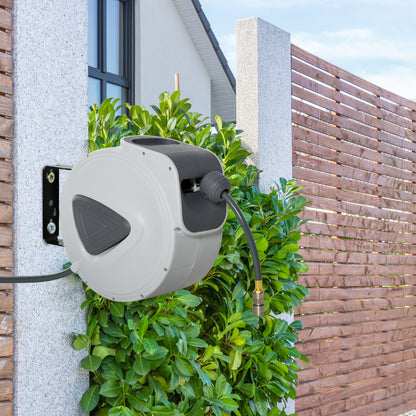 Compressed Air Hose Reel - Hose: 10m + 0.9m - Inner Diameter 3/8" (9.5mm), 1/4" (6.35mm) BSPT - Retractable Automatic Hose Reel for Gray Compressed Air Hose