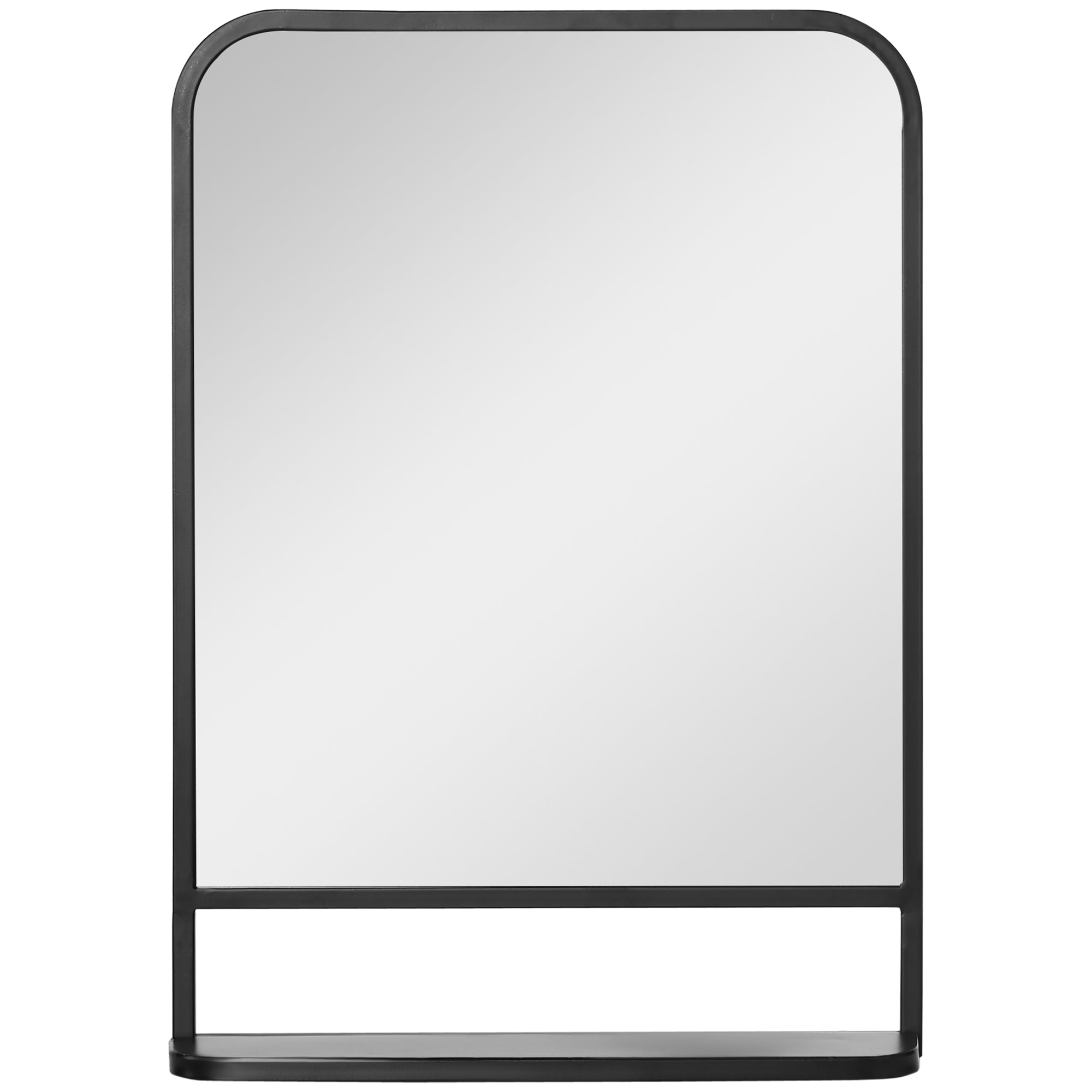 Wall Mirror 70 x 50cm Living Room Mirror Hanging Mirror Decorative Mirror Rectangle with Shelf for Entryway Bedroom Modern Elegant Black