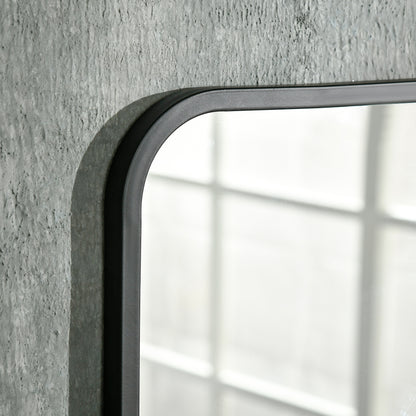 Wall Mirror 70 x 50cm Living Room Mirror Hanging Mirror Decorative Mirror Rectangle with Shelf for Entryway Bedroom Modern Elegant Black