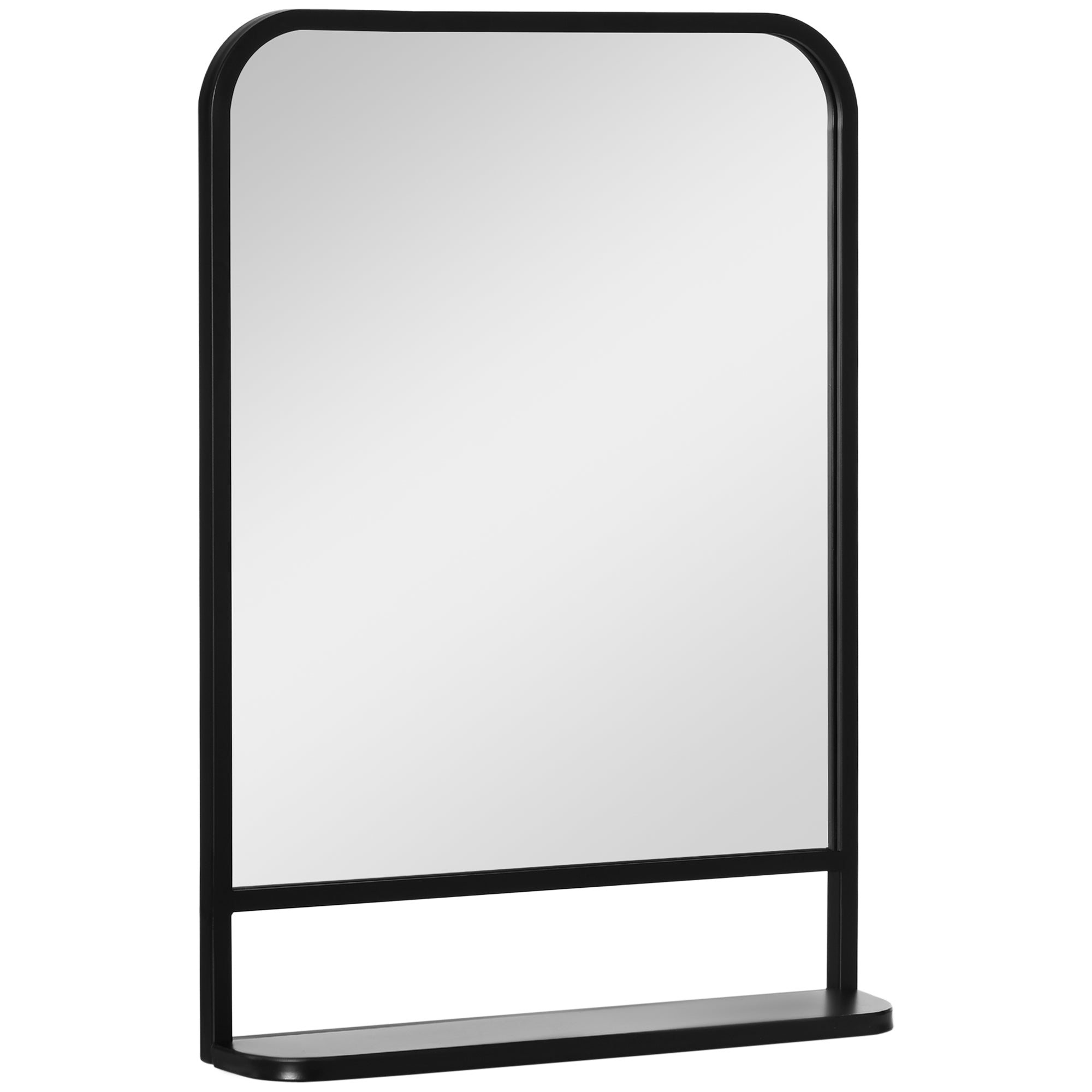 Wall Mirror 70 x 50cm Living Room Mirror Hanging Mirror Decorative Mirror Rectangle with Shelf for Entryway Bedroom Modern Elegant Black