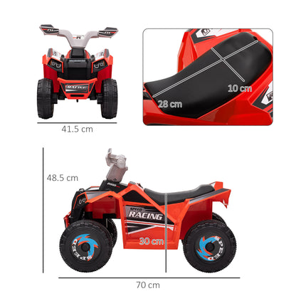 Electric Quad for Kids Battery-Powered Vehicle 6V with Forward and Reverse 70L x 41.5W x 48.5H cm Red