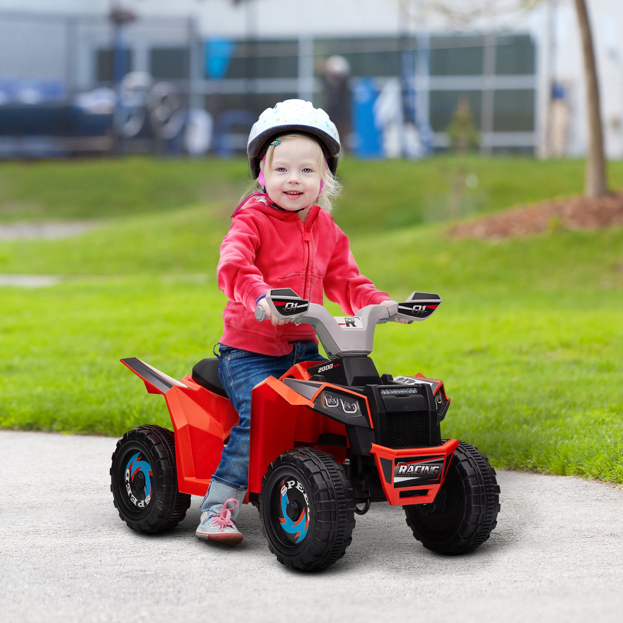 Electric Quad for Kids Battery-Powered Vehicle 6V with Forward and Reverse 70L x 41.5W x 48.5H cm Red