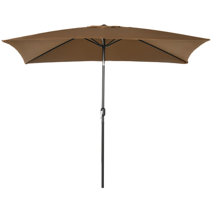Garden Umbrella 202x293 cm Patio Umbrella with Adjustable Angle Aluminum Pole and Anti-UV Umbrella for Garden Patio Brown