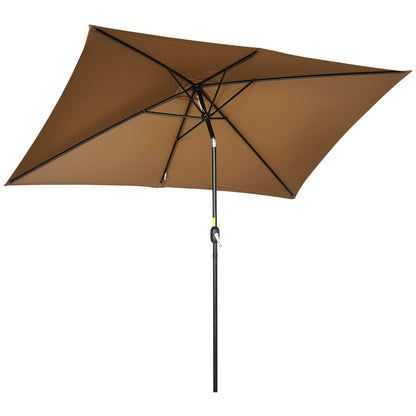 Garden Umbrella 202x293 cm Patio Umbrella with Adjustable Angle Aluminum Pole and Anti-UV Umbrella for Garden Patio Brown