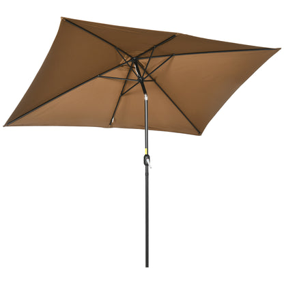 Garden Umbrella 202x293 cm Patio Umbrella with Adjustable Angle Aluminum Pole and Anti-UV Umbrella for Garden Patio Brown