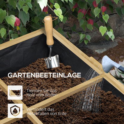 Wooden Raised Bed, Foldable Cold Frame with 12 Divider Grids, Herb Bed, Plant Box, Flower Box with Fleece Fabric for Garden, Balcony, 122 x 91.5 x 89 cm, Natural