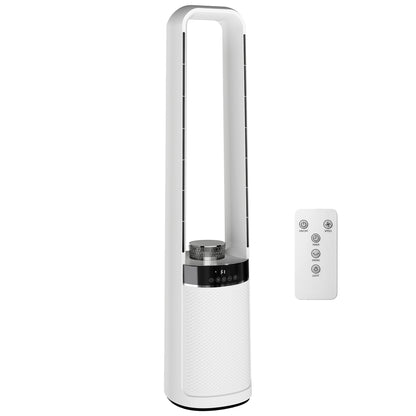 Ultra-Quiet Tower Fan — 36 dB, 36.7 in, 45° Oscillation, LED Ambient Lights, 3 Speeds, 12H Timer, Remote — White