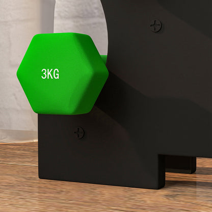 SPORTNOW Hexagonal Dumbbell Set 2 x 1kg 2 x 2kg 2 x 3kg with Storage Stand for Home Gym Exercise Training Multicolor