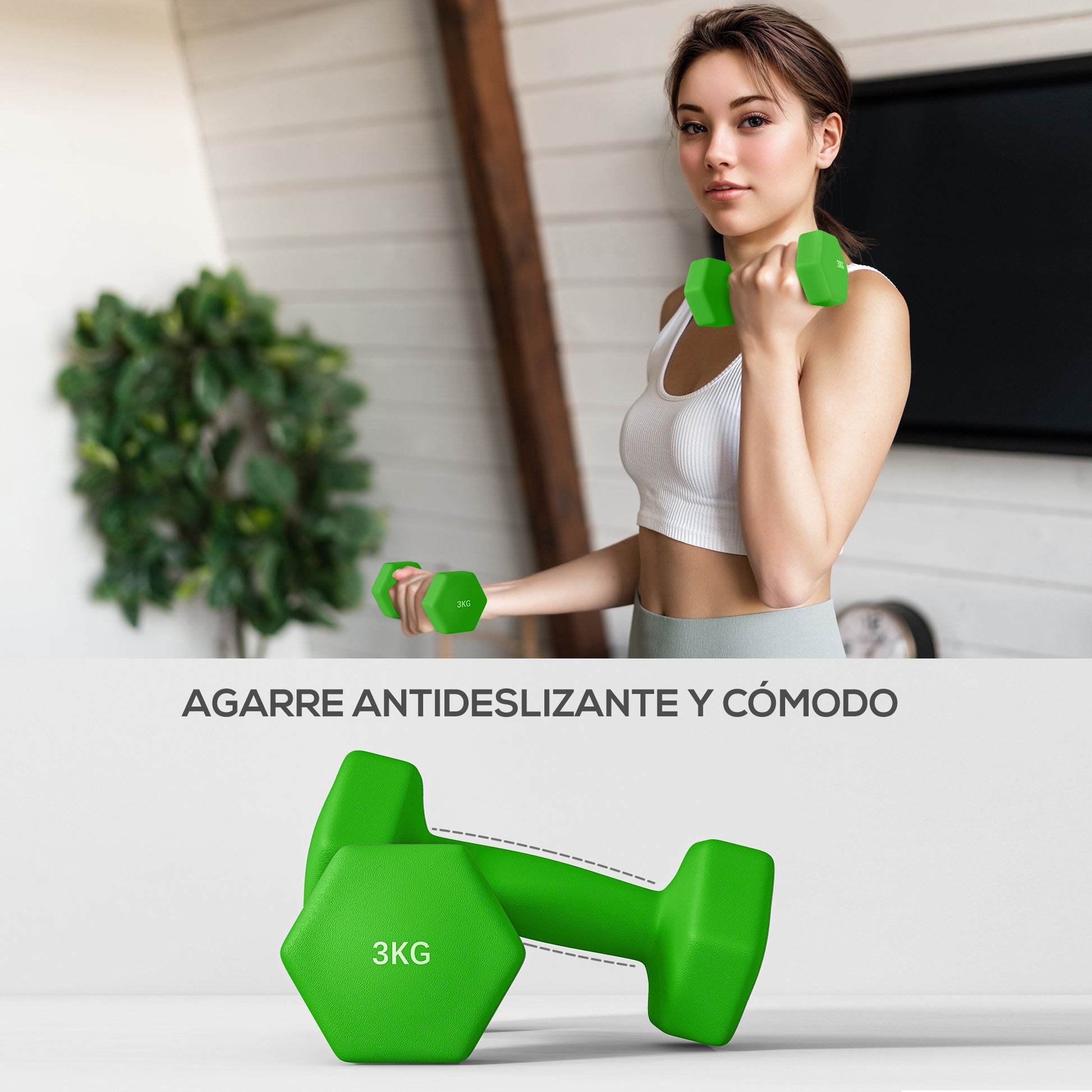 SPORTNOW Hexagonal Dumbbell Set 2 x 1kg 2 x 2kg 2 x 3kg with Storage Stand for Home Gym Exercise Training Multicolor