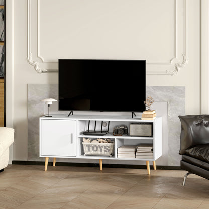 TV Stand for TVs up to 60" Modern TV Table with Cabinet and 3 Compartments 120x40x55 cm White