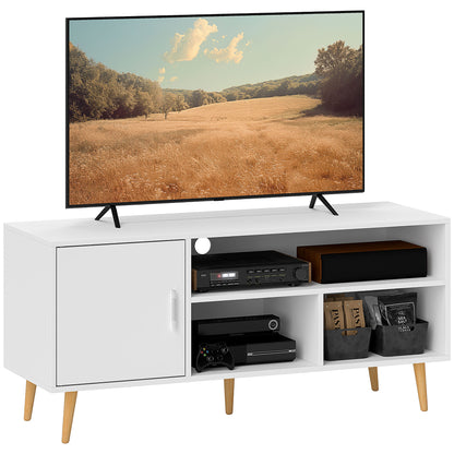 TV Stand for TVs up to 60" Modern TV Table with Cabinet and 3 Compartments 120x40x55 cm White