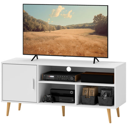 TV Stand for TVs up to 60" Modern TV Table with Cabinet and 3 Compartments 120x40x55 cm White