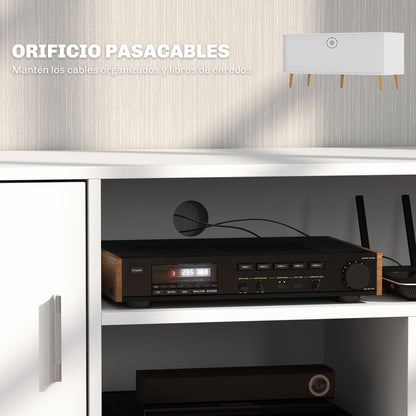 TV Stand for TVs up to 60" Modern TV Table with Cabinet and 3 Compartments 120x40x55 cm White