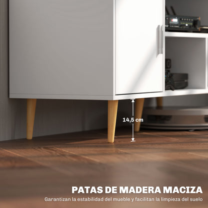 TV Stand for TVs up to 60" Modern TV Table with Cabinet and 3 Compartments 120x40x55 cm White