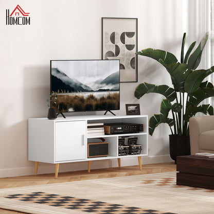 TV Stand for TVs up to 60" Modern TV Table with Cabinet and 3 Compartments 120x40x55 cm White