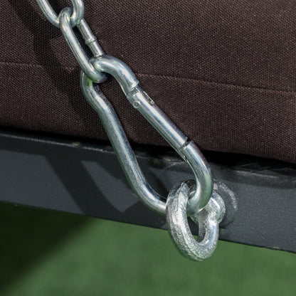 3-Seater Hollywood Swing, Swing Bench with Adjustable Sun Canopy, Garden Swing with Cushions, Holds up to 270 kg, Metal, Texteline, Brown, 198 x 118 x 168 cm