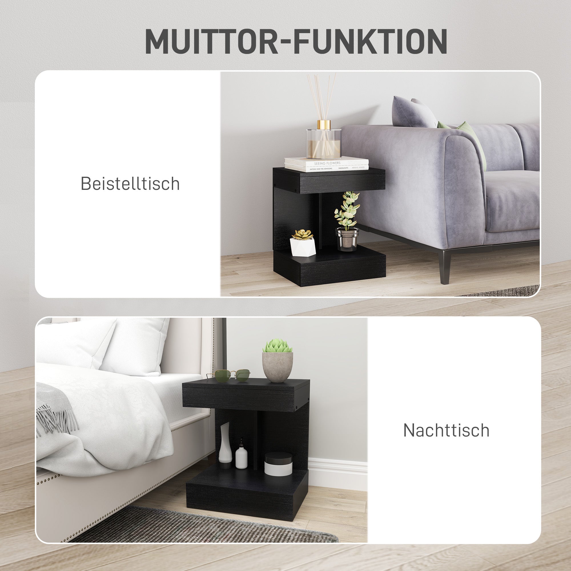 Nightstand with Drawers, Side Table, Bedside Table with Shelf, Nightstand for Bedroom, Living Room, 40 x 30 x 46 cm, Black