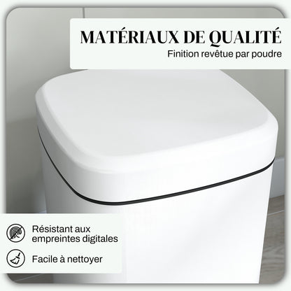 12L Kitchen Bin Pedal Trash Can in Stainless Steel with Soft-Close Lid, Compact, Removable Inner Bucket, 24.5 x 32 x 36.5 cm, White