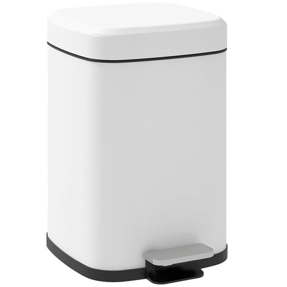 12L Kitchen Bin Pedal Trash Can in Stainless Steel with Soft-Close Lid, Compact, Removable Inner Bucket, 24.5 x 32 x 36.5 cm, White