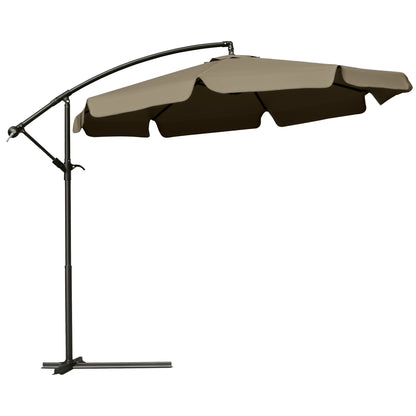 Offset Garden Umbrella 2.7x2.7m with Adjustable Canopy, Cross Base, Air Vents, Crank, Tilt Patio Umbrella in Metal and Polyester, for Yard Patio, Coffee