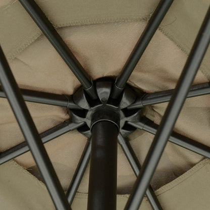 Offset Garden Umbrella 2.7x2.7m with Adjustable Canopy, Cross Base, Air Vents, Crank, Tilt Patio Umbrella in Metal and Polyester, for Yard Patio, Coffee