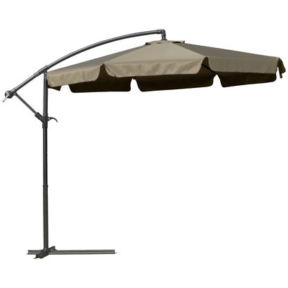 Offset Garden Umbrella 2.7x2.7m with Adjustable Canopy, Cross Base, Air Vents, Crank, Tilt Patio Umbrella in Metal and Polyester, for Yard Patio, Coffee