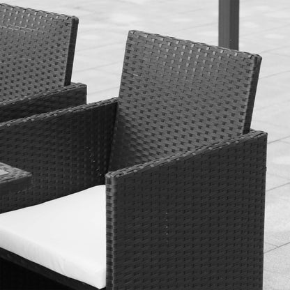 9 pcs. Poly Rattan Garden Furniture Rattan Garden Set Dining Group Set including Cushions Black 43 x 43 x 28 inches