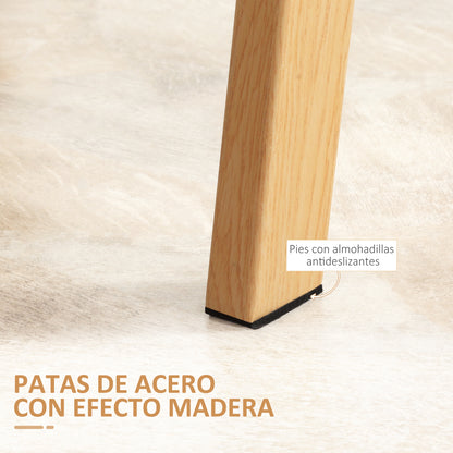 Dining Table for 4 People Modern Kitchen Table with Tempered Glass Top and Steel Legs with Wood Effect for Living Room 120x60x76 cm Clear