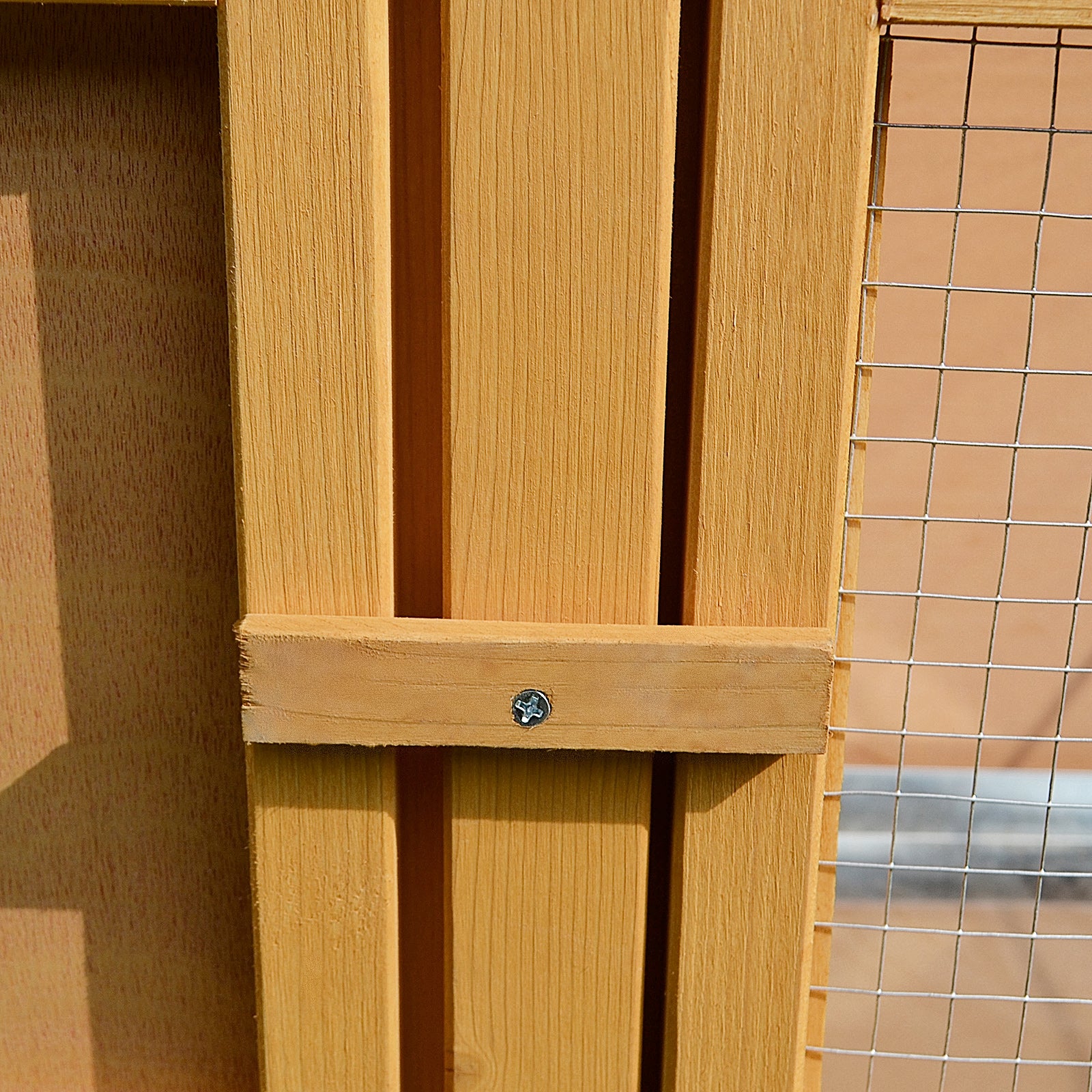 Rabbit Cage Hutch Outdoor Rabbit Hutch 2 Doors Raised Feet Removable Sliding Tray Solid Wood 115 x 44.3 x 65 cm light yellow
