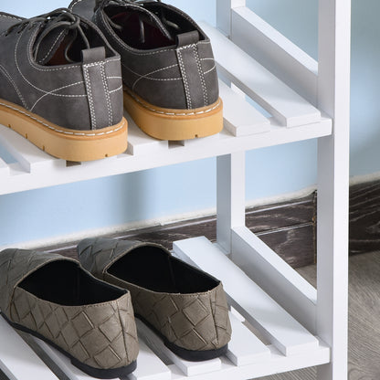 Wooden Shoe Rack 3-Tier Shoe Shelf for 9 Pairs of Shoes for Entryway Hallway 70x26x57.5 cm White