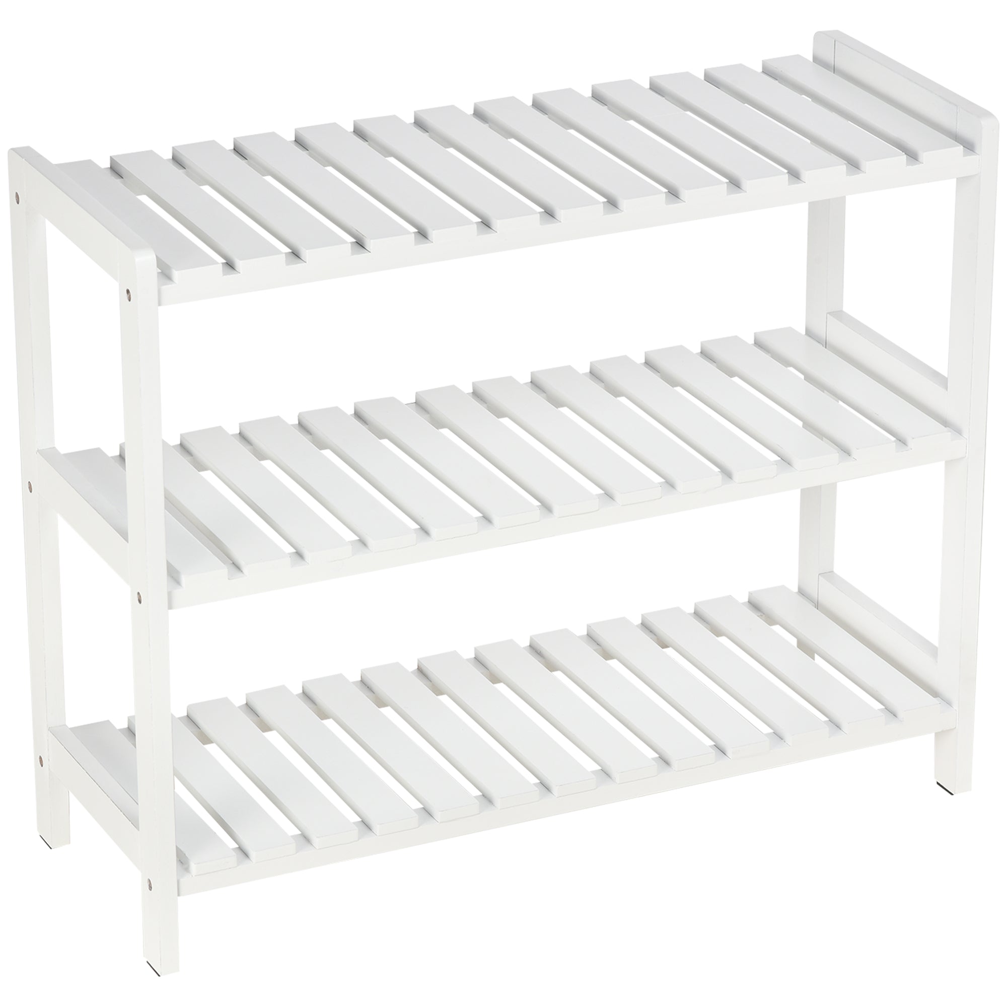 Wooden Shoe Rack 3-Tier Shoe Shelf for 9 Pairs of Shoes for Entryway Hallway 70x26x57.5 cm White