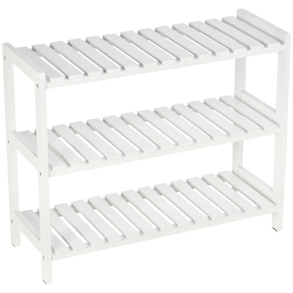 Wooden Shoe Rack 3-Tier Shoe Shelf for 9 Pairs of Shoes for Entryway Hallway 70x26x57.5 cm White