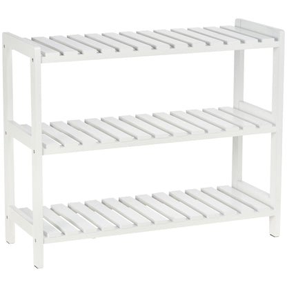 Wooden Shoe Rack 3-Tier Shoe Shelf for 9 Pairs of Shoes for Entryway Hallway 70x26x57.5 cm White
