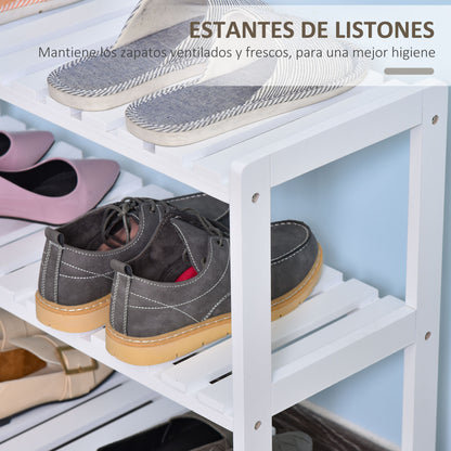 Wooden Shoe Rack 3-Tier Shoe Shelf for 9 Pairs of Shoes for Entryway Hallway 70x26x57.5 cm White