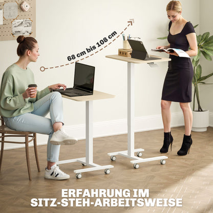 Height-Adjustable Standing Laptop Desk, Hand Crank 26.8–42.5" (68–108 cm) — Yellow