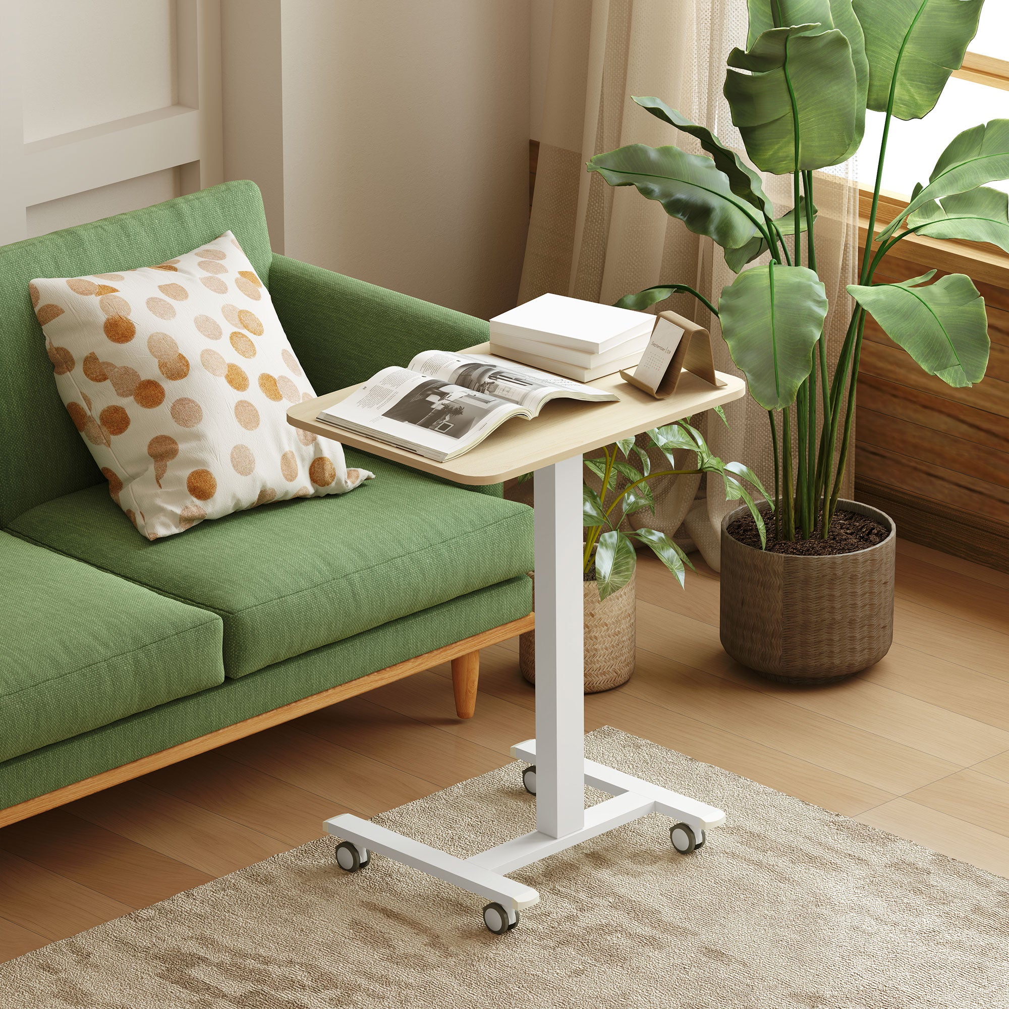 Height-Adjustable Standing Laptop Desk, Hand Crank 26.8–42.5" (68–108 cm) — Yellow