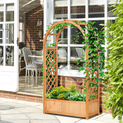 Arched Planter with Trellis Arch Planter with Climbing Plant Support Planter with Lattice Planting Flower Decoration in Garden Terrace Balcony 83x36x152 cm Natural