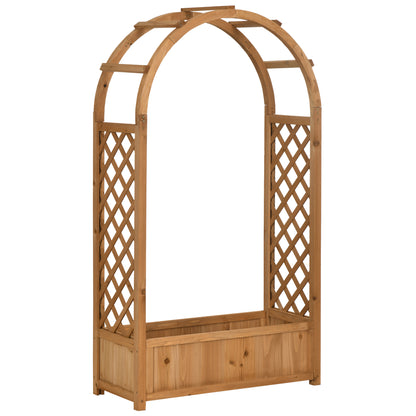 Arched Planter with Trellis Arch Planter with Climbing Plant Support Planter with Lattice Planting Flower Decoration in Garden Terrace Balcony 83x36x152 cm Natural