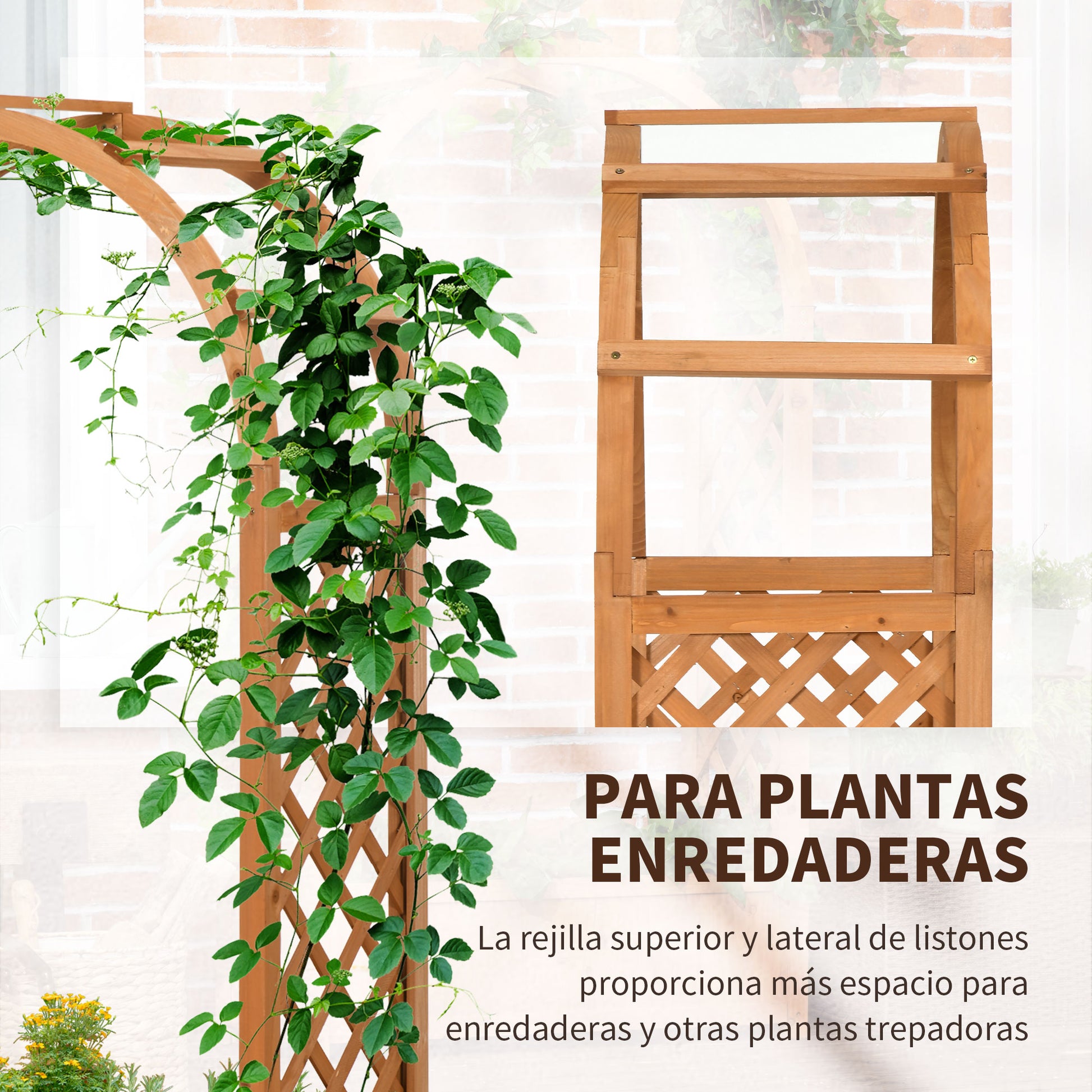Arched Planter with Trellis Arch Planter with Climbing Plant Support Planter with Lattice Planting Flower Decoration in Garden Terrace Balcony 83x36x152 cm Natural